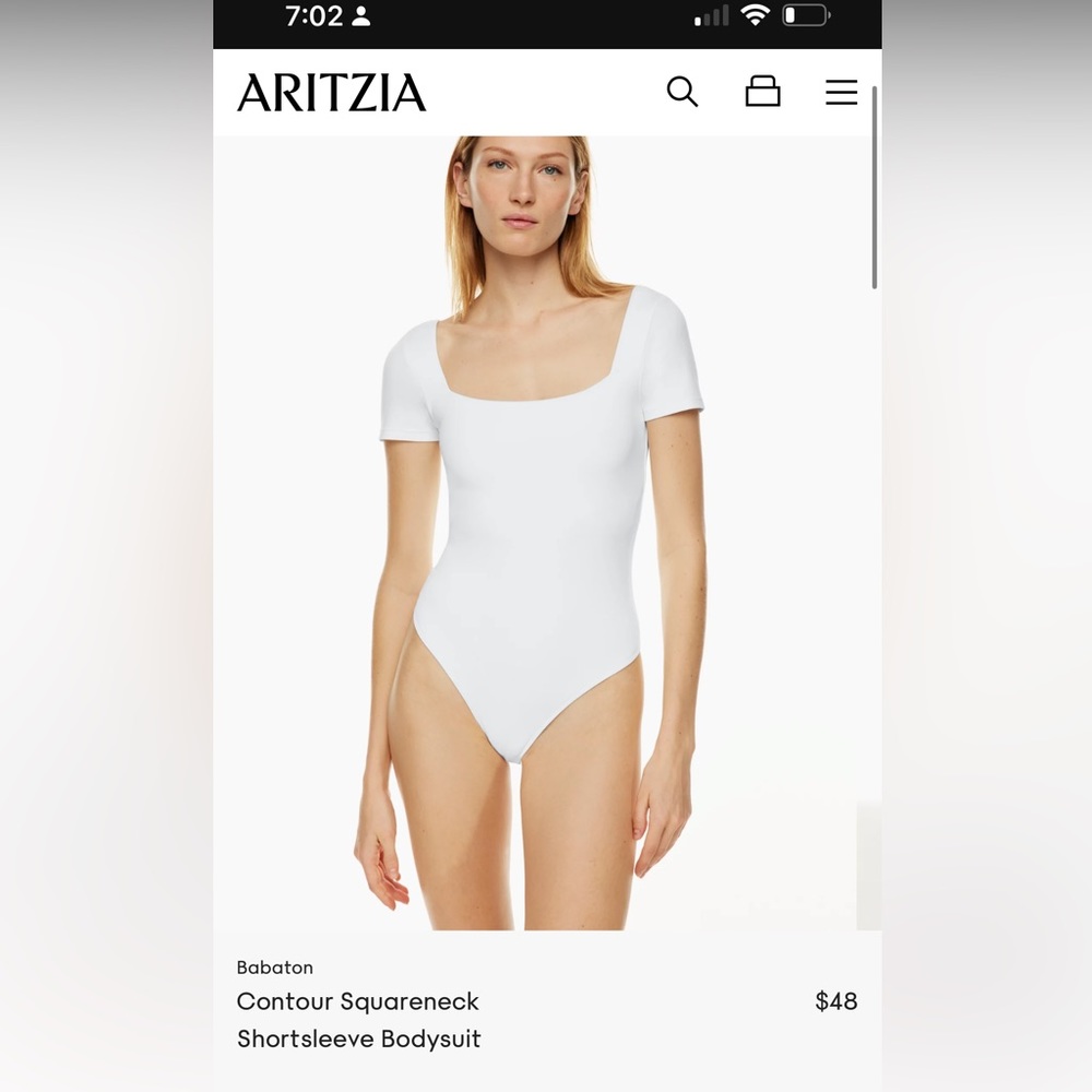 Aritzia Contour Square neck bodysuit xs white